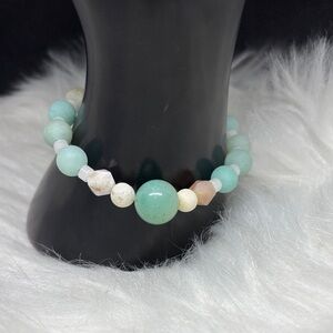 Amazonite and White Agate Stretch Bracelet